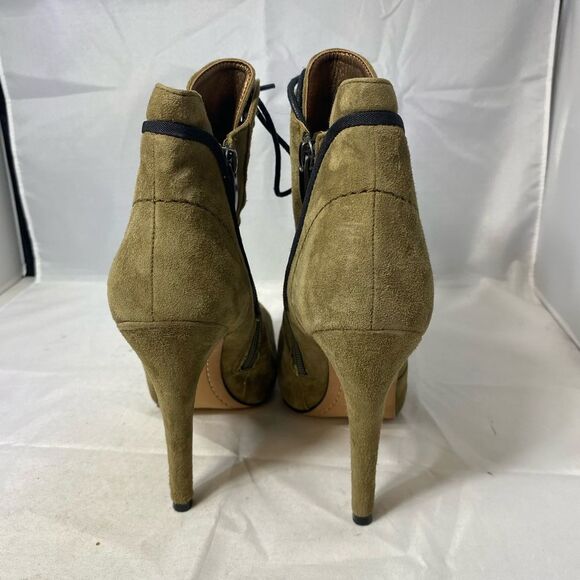 Sam Edelman Green Suede Black Closed Toe Lace Up Bootie Stiletto Heel Shoe 6 - Picture 3 of 8